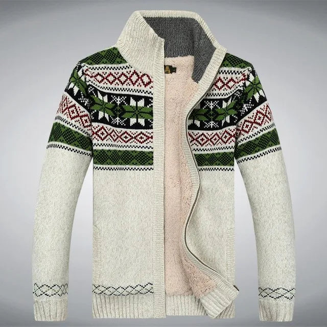 Magnus | Stylish Fair Isle Fleece Lined Zip Up Cardigan