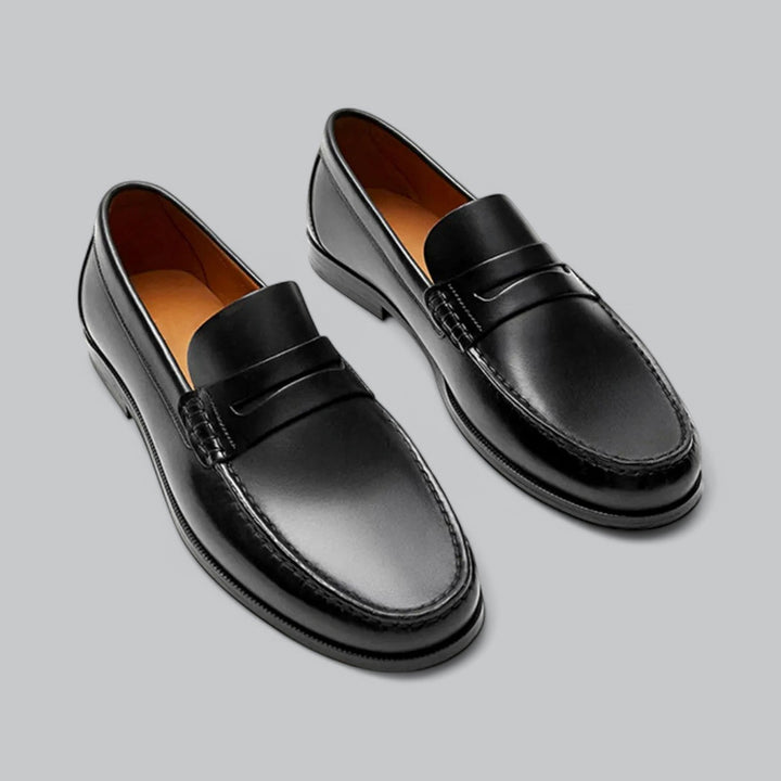 Knox | Classic Black Leather Penny Loafers Men