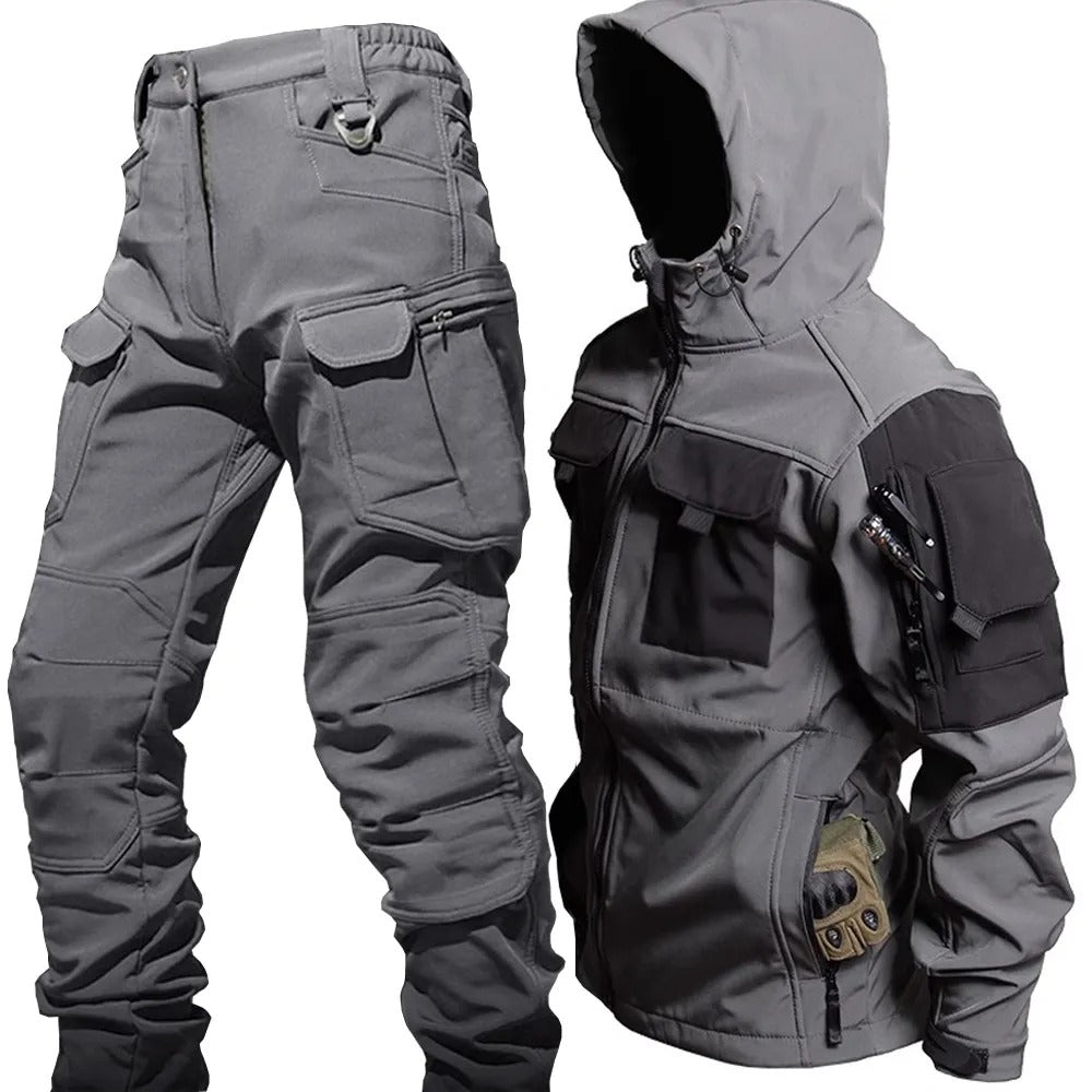 Tactical Waterproof Hooded Jacket Set Men - Military Green