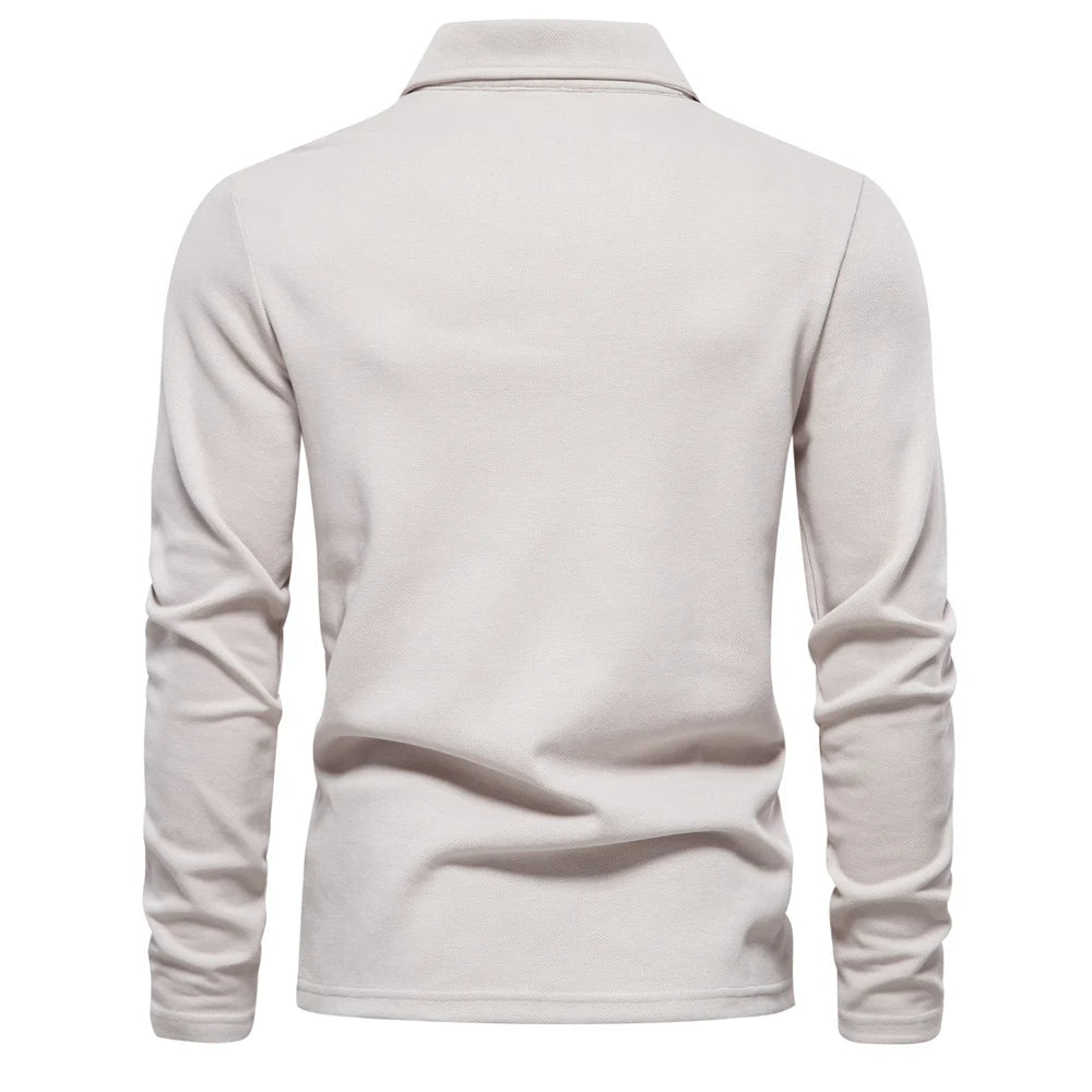 Blaze | Classic Long Sleeve Polo Shirt Men - Beige