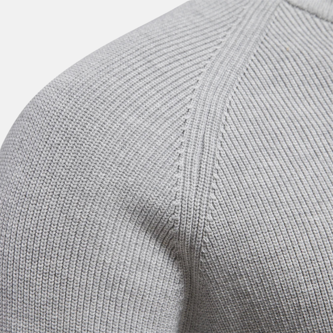 Wade | Stylish Navy Half-Zip Sweater With Ribbed Details
