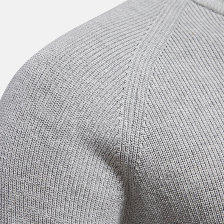 Wade | Stylish Navy Half-Zip Sweater With Ribbed Details