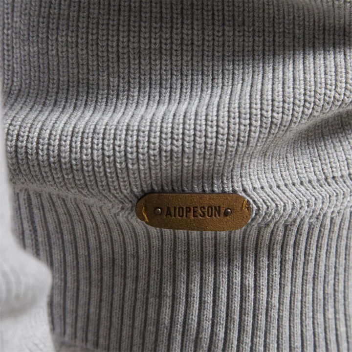 Wade | Stylish Navy Half-Zip Sweater With Ribbed Details