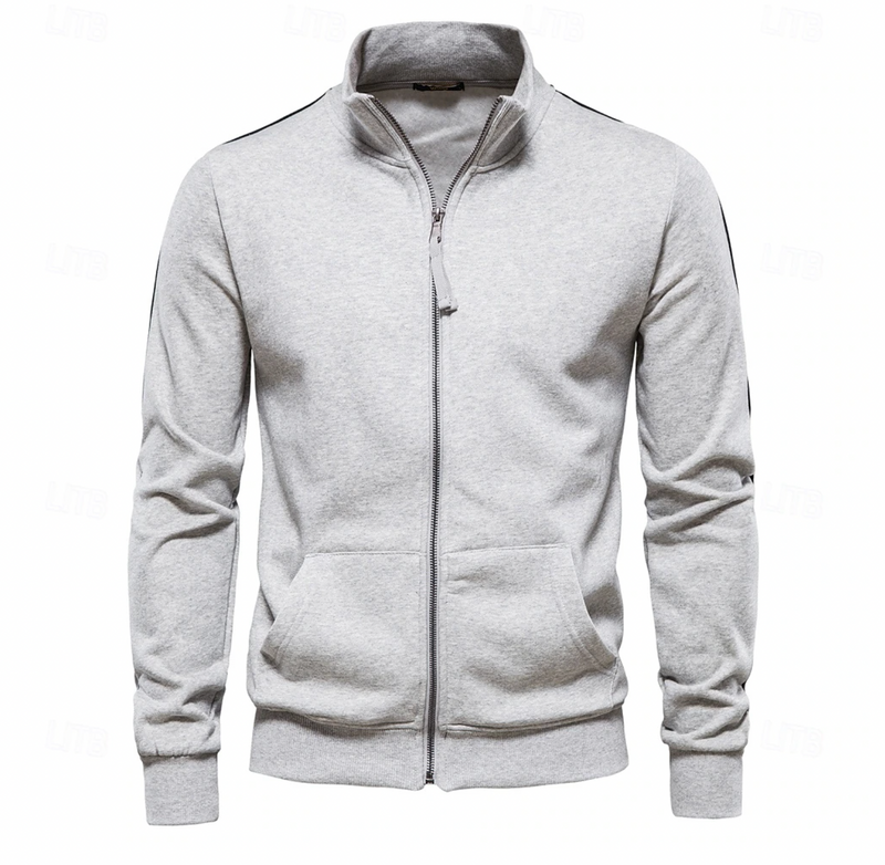 Cassius | Sleek Navy Zip-Up Track Jacket Men - High Collar
