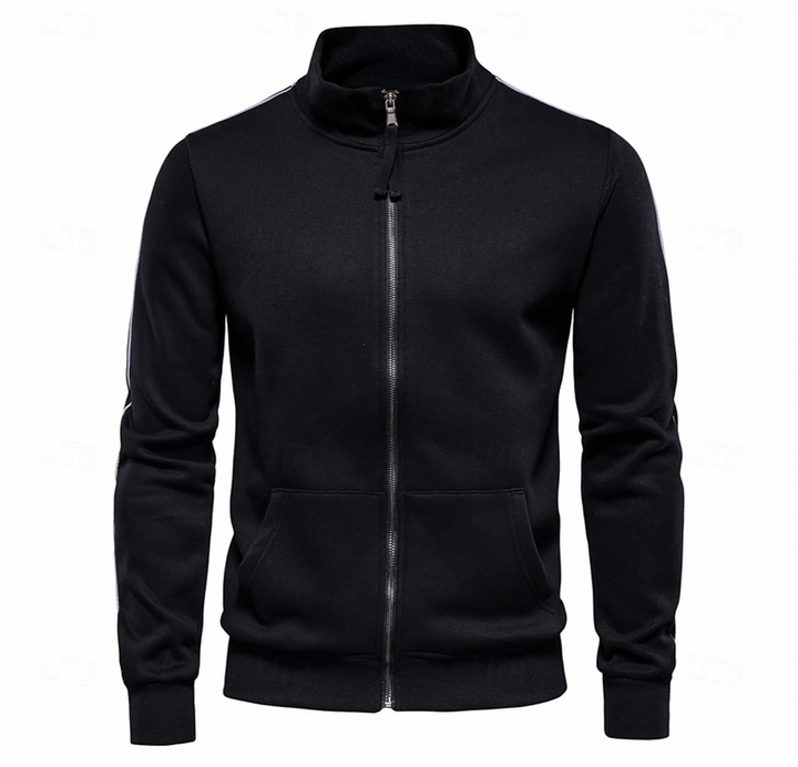 Cassius | Sleek Navy Zip-Up Track Jacket Men - High Collar