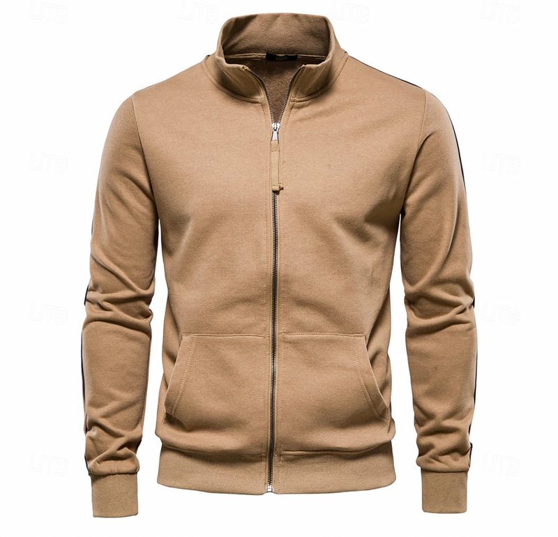 Cassius | Sleek Navy Zip-Up Track Jacket Men - High Collar