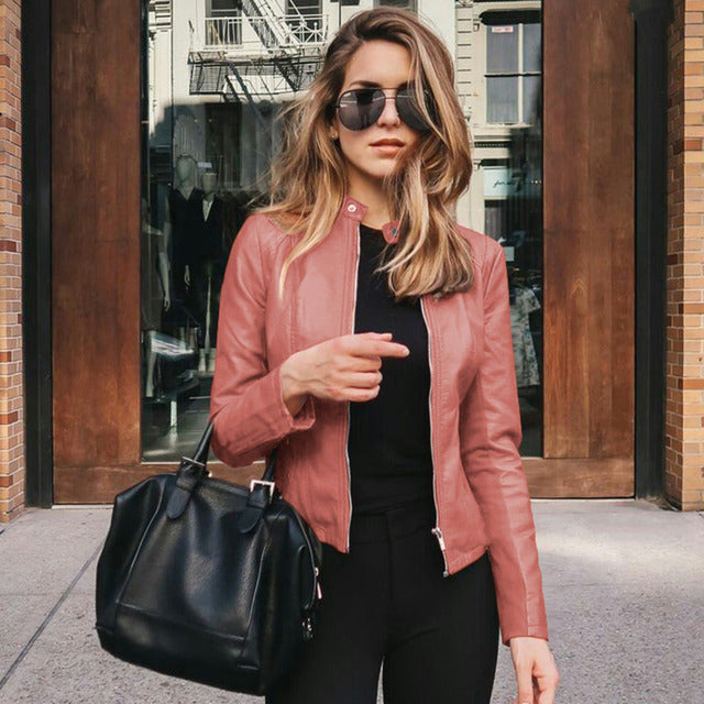 Cordelia | Sleek Zip-Front Leather Jacket Women