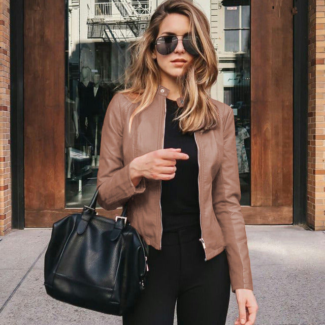 Cordelia | Sleek Zip-Front Leather Jacket Women