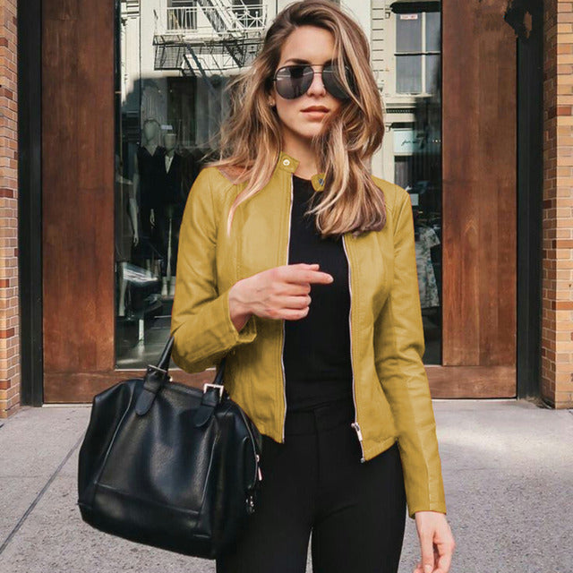 Cordelia | Sleek Zip-Front Leather Jacket Women