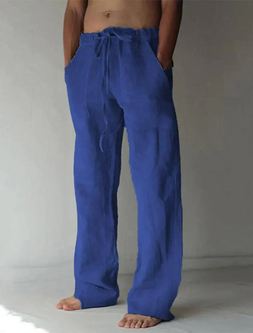 Beckridge | Relaxed White Linen Drawstring Pants For Men
