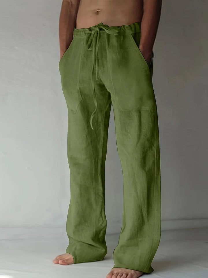 Beckridge | Relaxed White Linen Drawstring Pants For Men