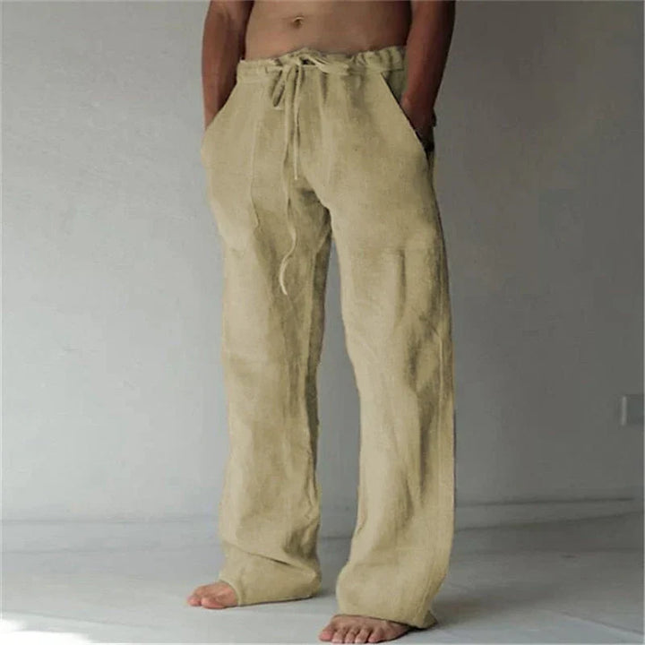 Beckridge | Relaxed White Linen Drawstring Pants For Men