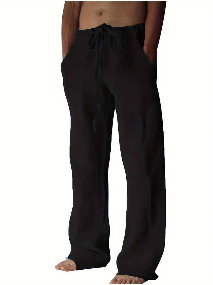 Beckridge | Relaxed White Linen Drawstring Pants For Men