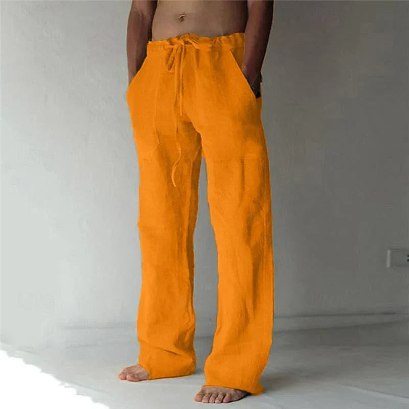 Beckridge | Relaxed White Linen Drawstring Pants For Men