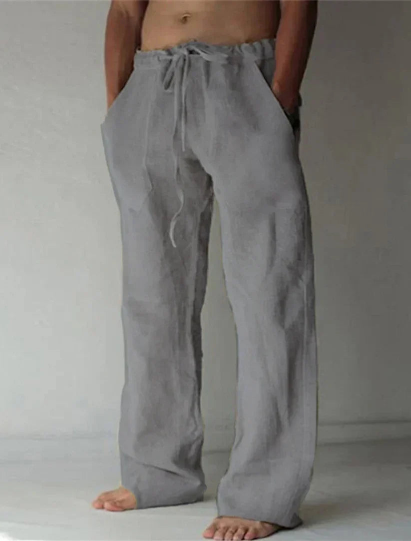 Beckridge | Relaxed White Linen Drawstring Pants For Men