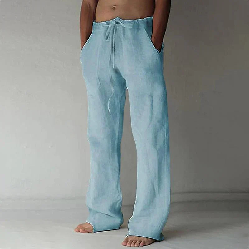 Beckridge | Relaxed White Linen Drawstring Pants For Men