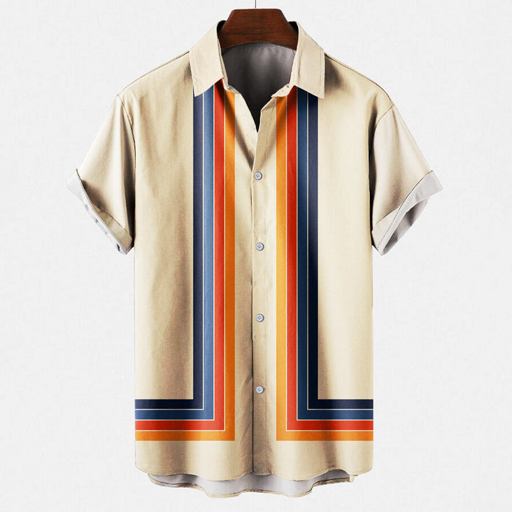 Stella | Retro Striped Short Sleeve Button Up Shirt