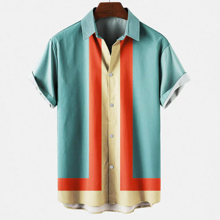 Stella | Retro Striped Short Sleeve Button Up Shirt