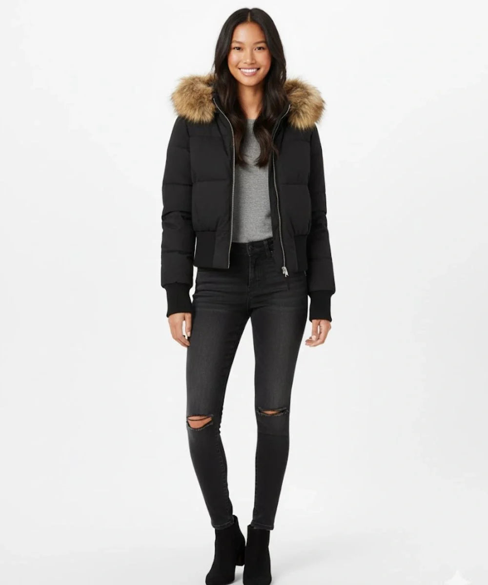 Thea | Chic Quilted Puffer Jacket With Faux Fur Hood