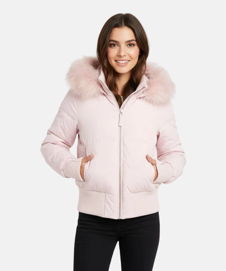 Thea | Chic Quilted Puffer Jacket With Faux Fur Hood
