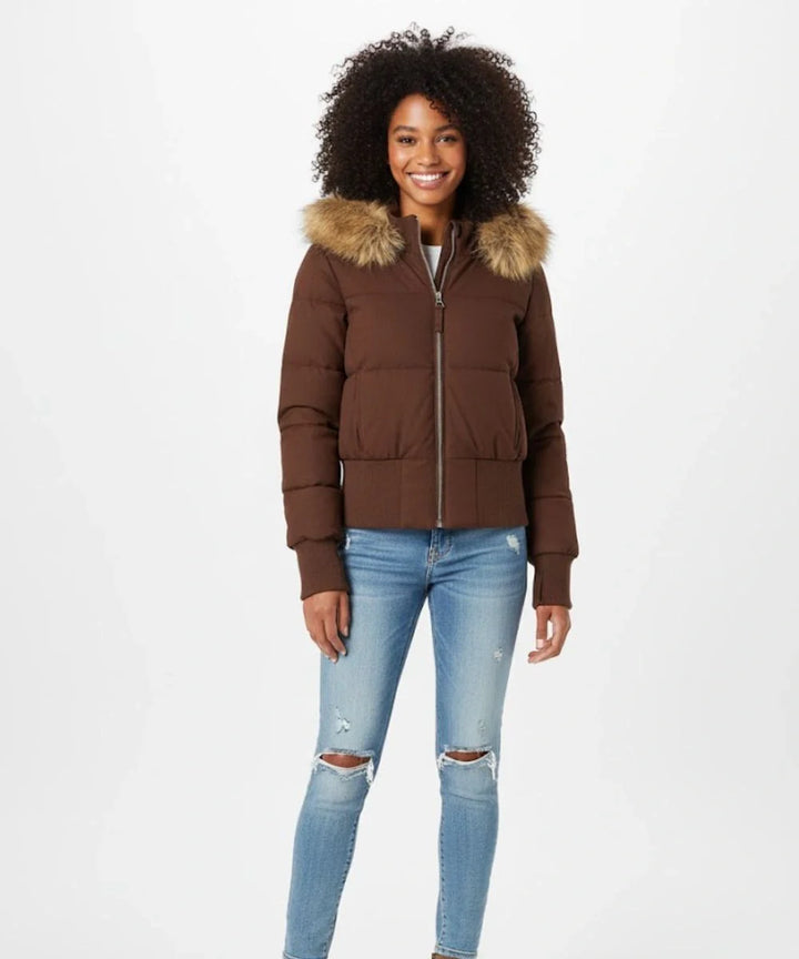 Thea | Chic Quilted Puffer Jacket With Faux Fur Hood