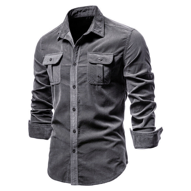 Dorian | Stylish Corduroy Button-Up Shirt With Chest Pockets