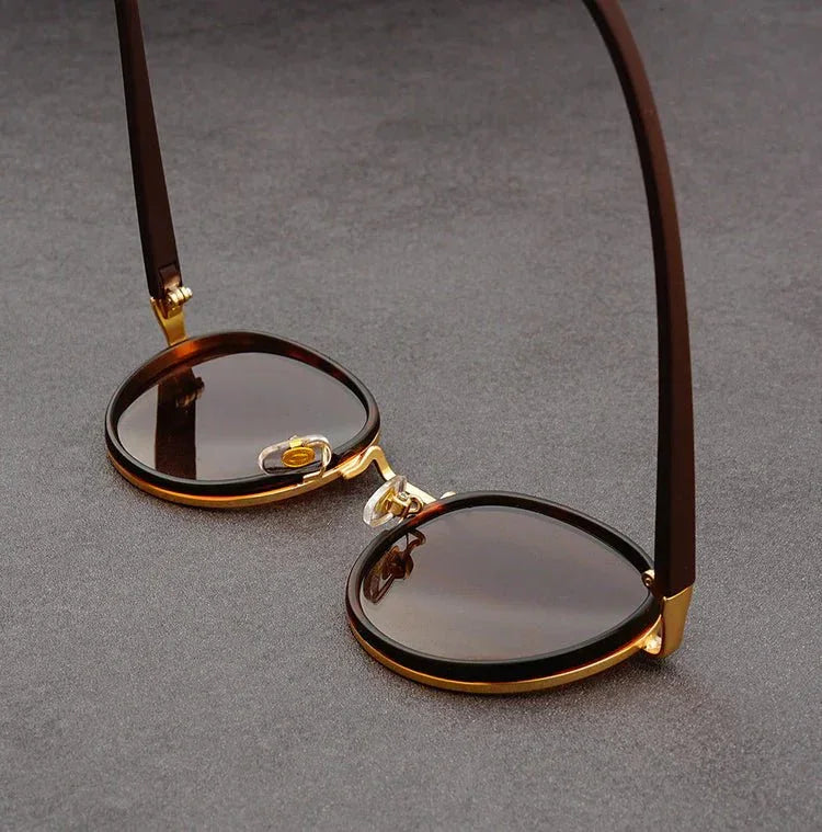 Carson | Sleek Round Retro Sunglasses With Gold Frame