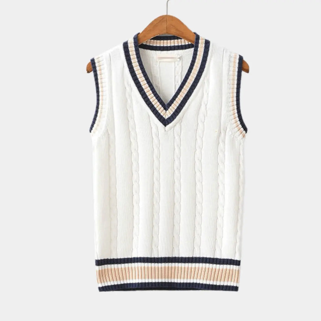 Elyse | Stylish Cable Knit V-Neck Sleeveless Sweater Vest