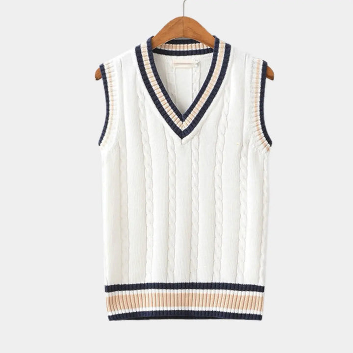 Elyse | Stylish Cable Knit V-Neck Sleeveless Sweater Vest