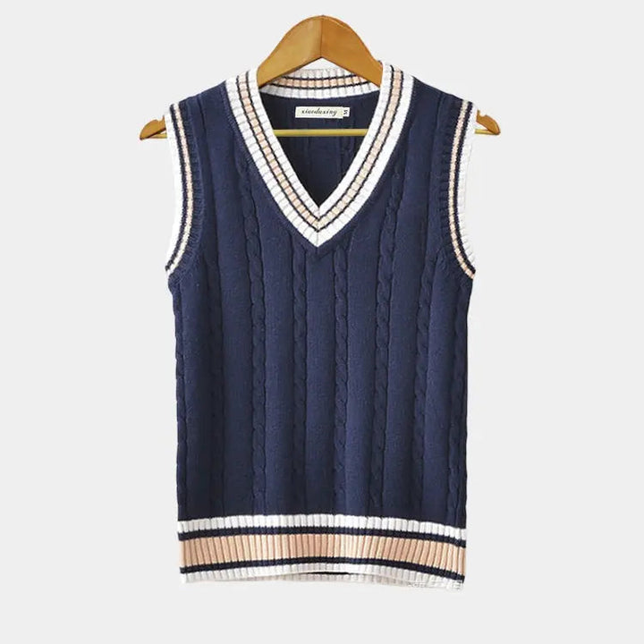 Elyse | Stylish Cable Knit V-Neck Sleeveless Sweater Vest