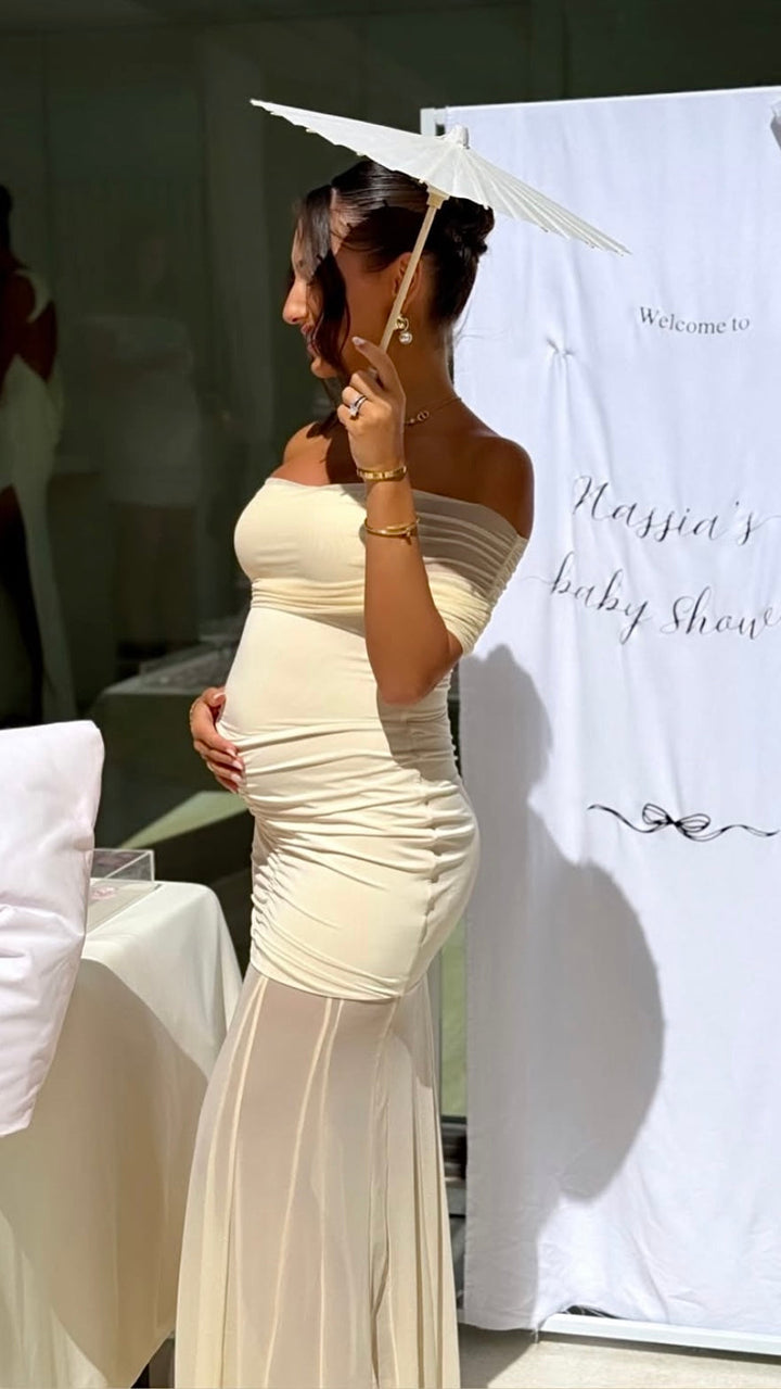 Diana | Elegant Off-Shoulder Maternity Maxi Dress