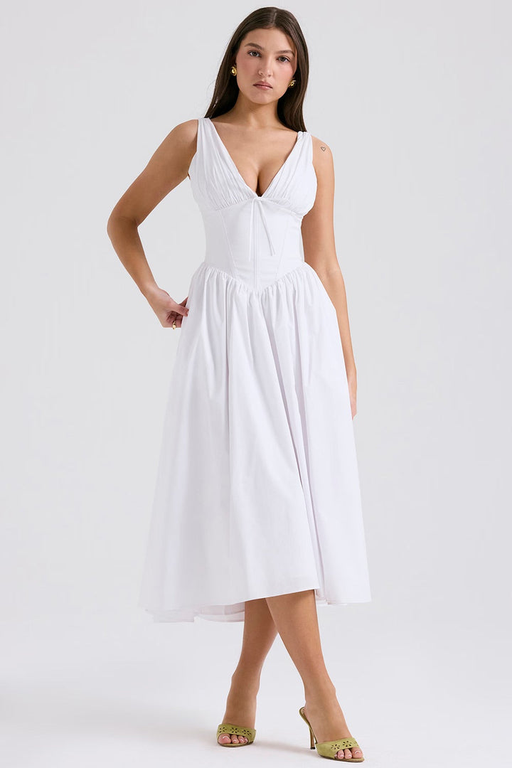 Rosie | Elegant V-Neck Floral Midi Dress