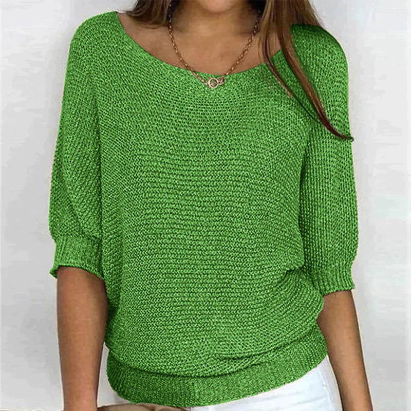 Vivienne | Chic V-Neck Knit Pullover Sweater
