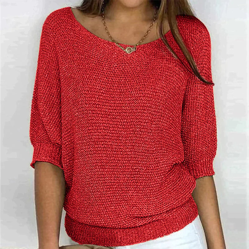 Vivienne | Chic V-Neck Knit Pullover Sweater