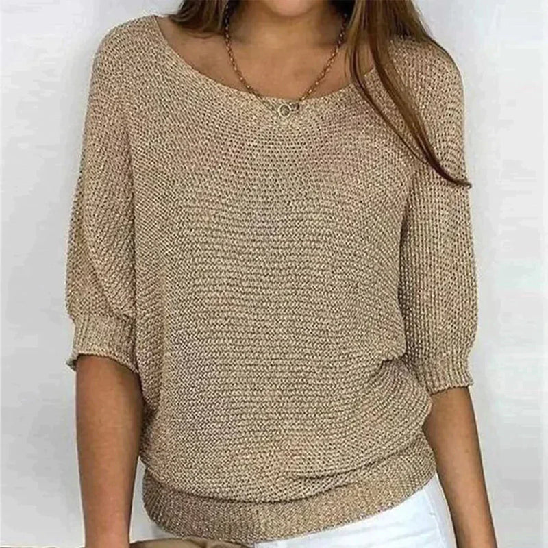Vivienne | Chic V-Neck Knit Pullover Sweater