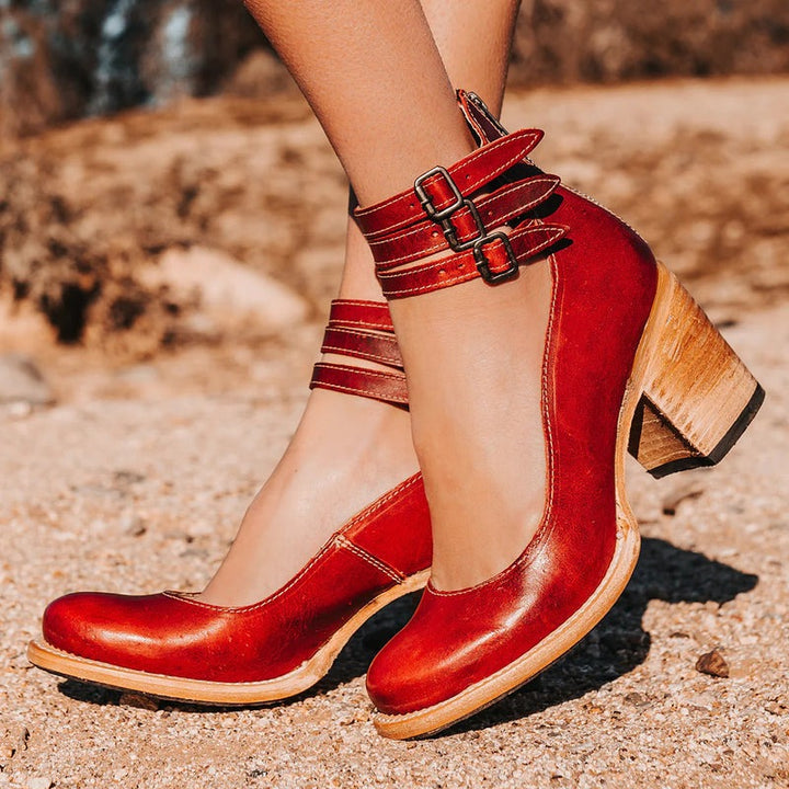 Norla | Chic Buckle Strap Ankle Boots With Block Heel