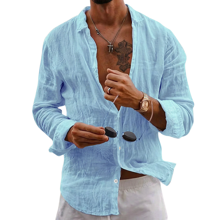 Margot | Elegant White Button-Up Linen Shirt Men's Summer Style