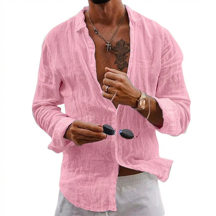 Margot | Elegant White Button-Up Linen Shirt Men's Summer Style