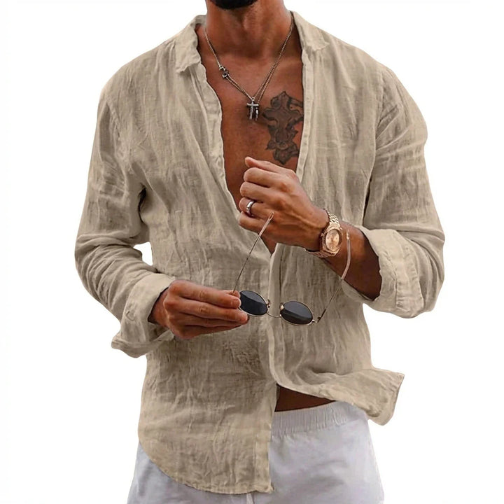 Margot | Elegant White Button-Up Linen Shirt Men's Summer Style