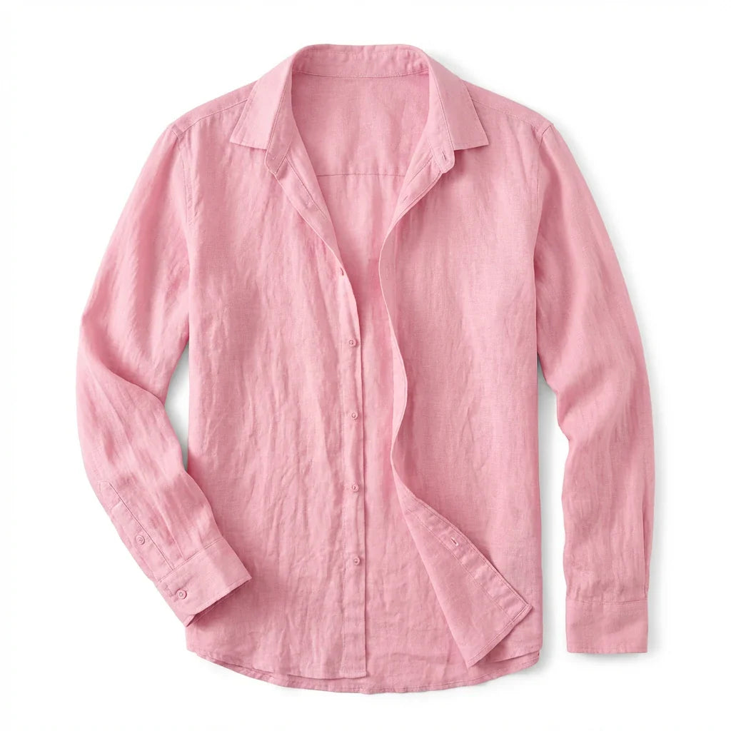 Margot | Elegant White Button-Up Linen Shirt Men's Summer Style