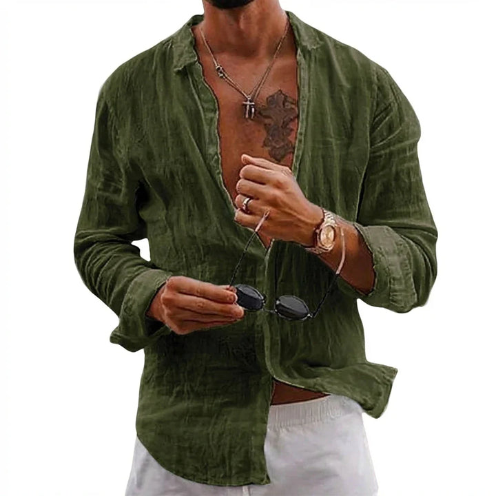 Margot | Elegant White Button-Up Linen Shirt Men's Summer Style