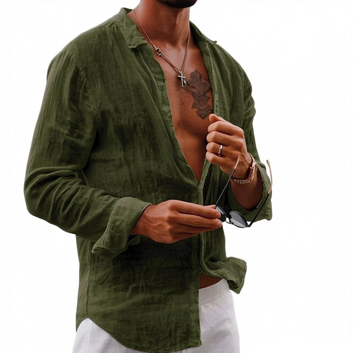 Margot | Elegant White Button-Up Linen Shirt Men's Summer Style
