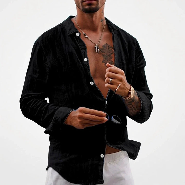 Margot | Elegant White Button-Up Linen Shirt Men's Summer Style