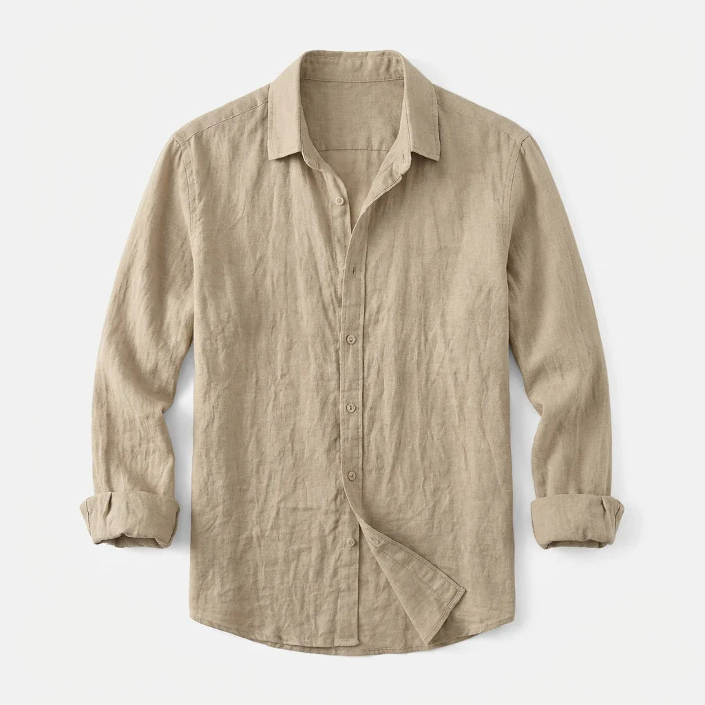 Margot | Elegant White Button-Up Linen Shirt Men's Summer Style