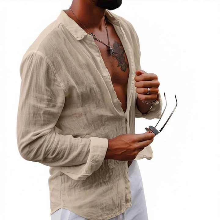 Margot | Elegant White Button-Up Linen Shirt Men's Summer Style
