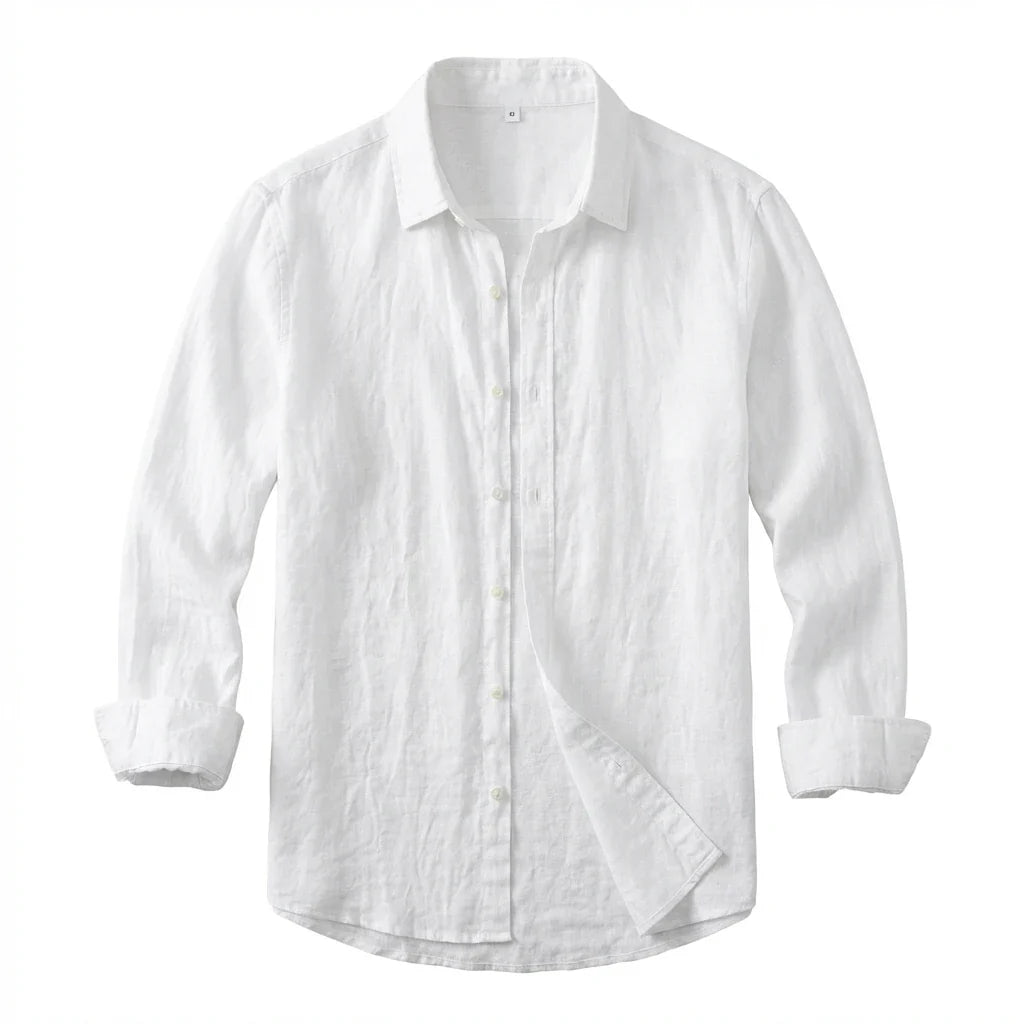 Margot | Elegant White Button-Up Linen Shirt Men's Summer Style