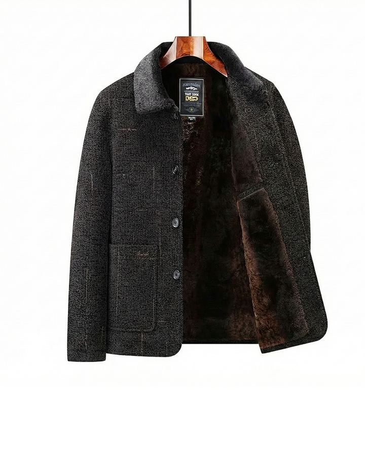 Tessa | Elegant Herringbone Wool Jacket With Fur Lining