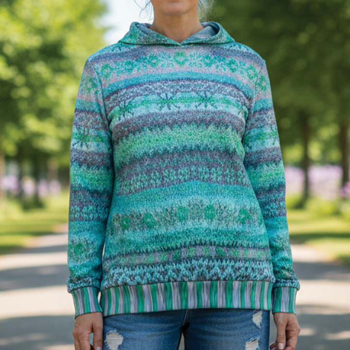 Elyse | Stylish Fair Isle Hooded Pullover With Relaxed Fit