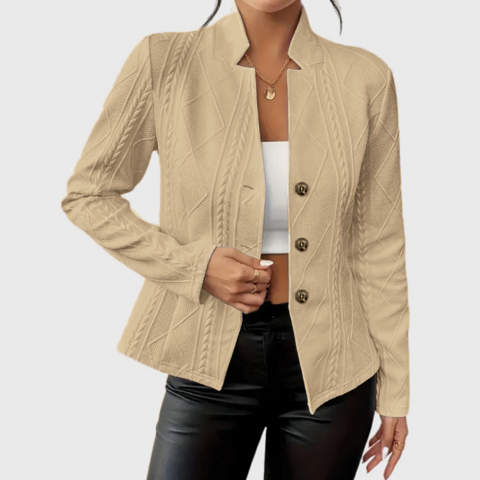 Paloma | Elegant Textured Cable-Knit Blazer With Button Detail