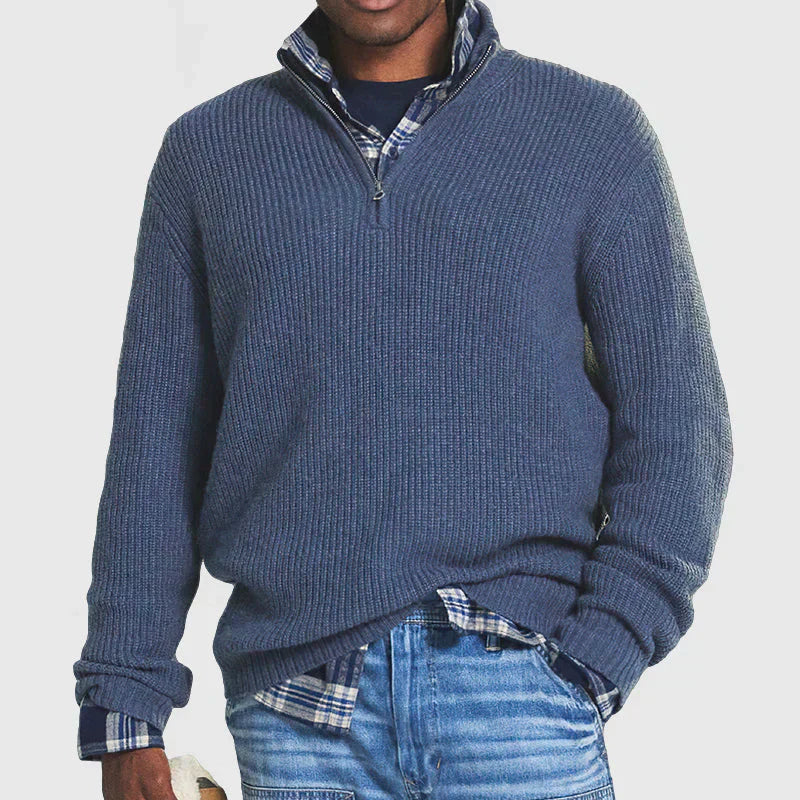 Aaron | Comfortable Men’s Zip-Up Ribbed Sweater